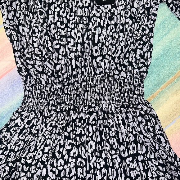 RAILS Inez Mini Dress size XS Purple Black Batik Cheetah Print Smocked Waist NWT - Picture 5 of 11